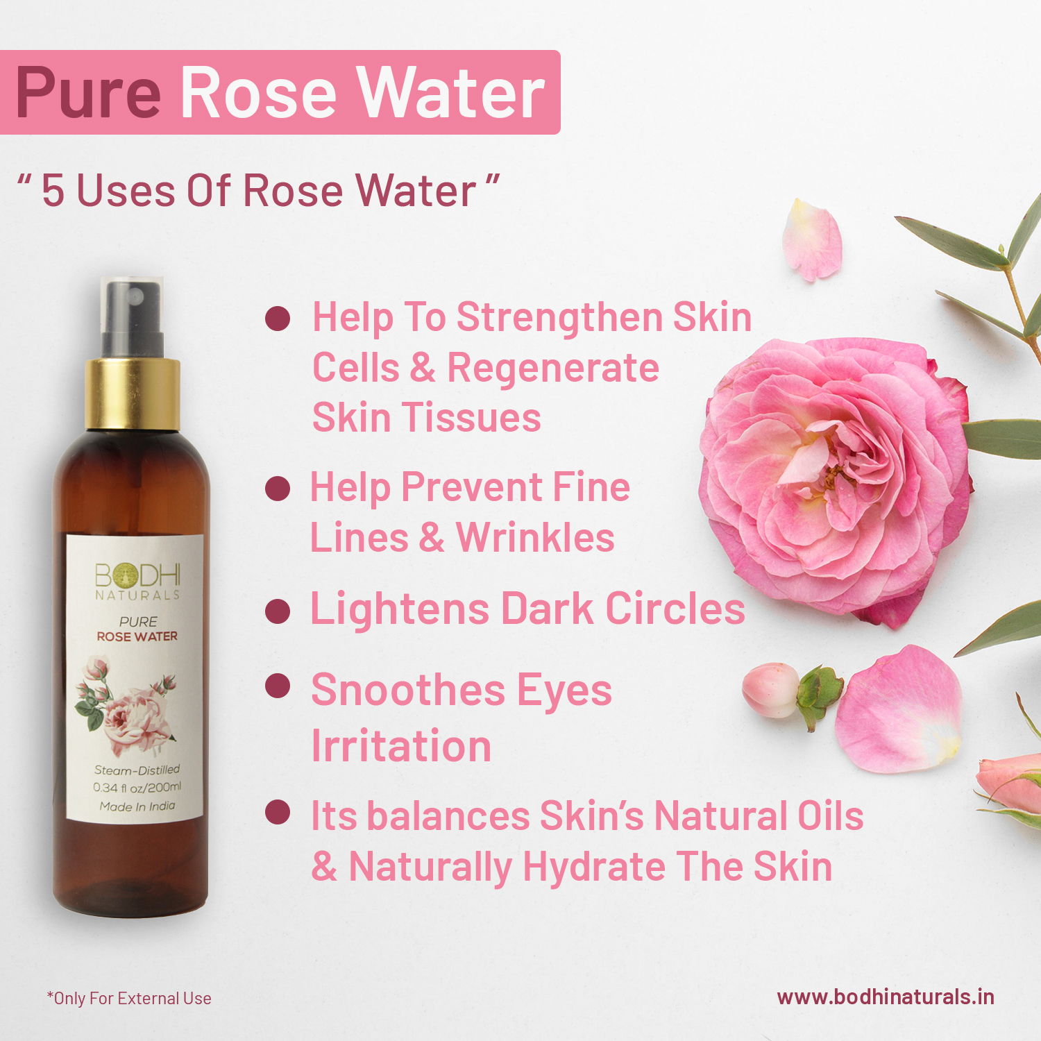 Naturals Rose Water, Benefits, Uses Bodhi Naturals